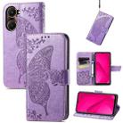 For vivo Y37 Butterfly Love Flower Embossed Leather Phone Case(Lavender) - 1