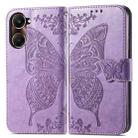 For vivo Y37 Butterfly Love Flower Embossed Leather Phone Case(Lavender) - 2