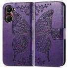 For vivo Y37 Butterfly Love Flower Embossed Leather Phone Case(Purple) - 2