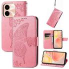 For vivo Y37 Pro Butterfly Love Flower Embossed Leather Phone Case(Pink) - 1