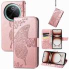 For vivo Y300 Pro Butterfly Love Flower Embossed Leather Phone Case(Rose Gold) - 1