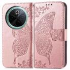 For vivo Y300 Pro Butterfly Love Flower Embossed Leather Phone Case(Rose Gold) - 2