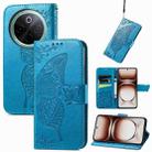 For vivo Y300 Pro Butterfly Love Flower Embossed Leather Phone Case(Blue) - 1
