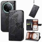 For vivo Y300 Pro Butterfly Love Flower Embossed Leather Phone Case(Black) - 1