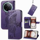 For vivo Y300 Pro Butterfly Love Flower Embossed Leather Phone Case(Purple) - 1