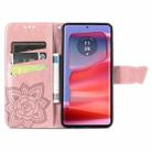 For Motorola Moto Edge 50 Fusion Butterfly Love Flower Embossed Leather Phone Case(Rose Gold) - 3