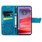 For Motorola Moto Edge 50 Fusion Butterfly Love Flower Embossed Leather Phone Case(Blue) - 3