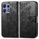 For Motorola Moto Edge 50 Fusion Butterfly Love Flower Embossed Leather Phone Case(Black) - 1