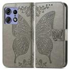 For Motorola Moto Edge 50 Fusion Butterfly Love Flower Embossed Leather Phone Case(Gray) - 1