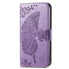 For Motorola Moto Edge 50 Fusion Butterfly Love Flower Embossed Leather Phone Case(Light Purple) - 2