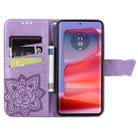 For Motorola Moto Edge 50 Fusion Butterfly Love Flower Embossed Leather Phone Case(Light Purple) - 3