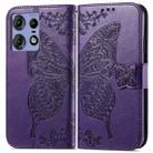 For Motorola Moto Edge 50 Fusion Butterfly Love Flower Embossed Leather Phone Case(Purple) - 1