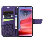 For Motorola Moto Edge 50 Fusion Butterfly Love Flower Embossed Leather Phone Case(Purple) - 3