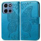 For Motorola Moto G 2025 Butterfly Love Flower Embossed Leather Phone Case(Blue) - 2