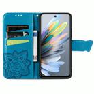 For Motorola Moto G 2025 Butterfly Love Flower Embossed Leather Phone Case(Blue) - 3