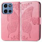 For Motorola Moto G 2025 Butterfly Love Flower Embossed Leather Phone Case(Pink) - 2