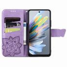 For Motorola Moto G 2025 Butterfly Love Flower Embossed Leather Phone Case(Light Purple) - 3