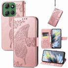 For Motorola Moto G Power 2025 Butterfly Love Flower Embossed Leather Phone Case(Rose Gold) - 1