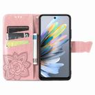 For Motorola Moto G Power 2025 Butterfly Love Flower Embossed Leather Phone Case(Rose Gold) - 3