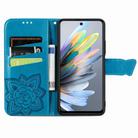 For Motorola Moto G Power 2025 Butterfly Love Flower Embossed Leather Phone Case(Blue) - 3