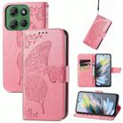 For Motorola Moto G Power 2025 Butterfly Love Flower Embossed Leather Phone Case(Pink) - 1