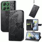For Motorola Moto G Power 2025 Butterfly Love Flower Embossed Leather Phone Case(Black) - 1