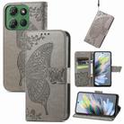 For Motorola Moto G Power 2025 Butterfly Love Flower Embossed Leather Phone Case(Gray) - 1