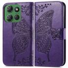 For Motorola Moto G Power 2025 Butterfly Love Flower Embossed Leather Phone Case(Purple) - 2