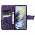 For Motorola Moto G Power 2025 Butterfly Love Flower Embossed Leather Phone Case(Purple) - 3