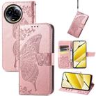 For Realme 11 5G Butterfly Love Flower Embossed Leather Phone Case(Rose Gold) - 1