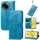 For Realme 11 5G Butterfly Love Flower Embossed Leather Phone Case(Blue) - 1