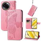 For Realme 11 5G Butterfly Love Flower Embossed Leather Phone Case(Pink) - 1