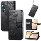 For Realme C65 Butterfly Love Flower Embossed Leather Phone Case(Black) - 1