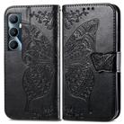 For Realme C65 Butterfly Love Flower Embossed Leather Phone Case(Black) - 2