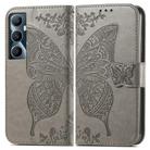 For Realme C65 Butterfly Love Flower Embossed Leather Phone Case(Gray) - 2