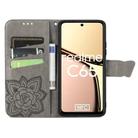 For Realme C65 Butterfly Love Flower Embossed Leather Phone Case(Gray) - 3