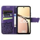 For Realme C65 Butterfly Love Flower Embossed Leather Phone Case(Purple) - 3