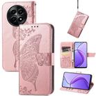 For Realme 12 Butterfly Love Flower Embossed Leather Phone Case(Rose Gold) - 1