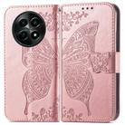 For Realme 12 Butterfly Love Flower Embossed Leather Phone Case(Rose Gold) - 2