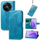 For Realme 12 Butterfly Love Flower Embossed Leather Phone Case(Blue) - 1