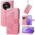 For Realme 12 Butterfly Love Flower Embossed Leather Phone Case(Pink) - 1