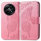 For Realme 12 Butterfly Love Flower Embossed Leather Phone Case(Pink) - 2