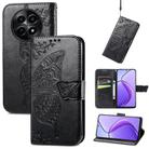 For Realme 12 Butterfly Love Flower Embossed Leather Phone Case(Black) - 1