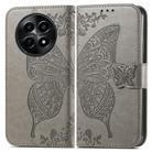 For Realme 12 Butterfly Love Flower Embossed Leather Phone Case(Gray) - 2