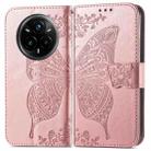 For Realme 14 Pro Butterfly Love Flower Embossed Leather Phone Case(Rose Gold) - 2