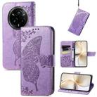 For Realme 14 Pro+ Butterfly Love Flower Embossed Leather Phone Case(Lavender) - 1
