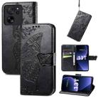 For Xiaomi 13T Butterfly Love Flower Embossed Leather Phone Case(Black) - 1