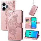 For Xiaomi Redmi 13 4G Butterfly Love Flower Embossed Leather Phone Case(Rose Gold) - 1