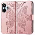 For Xiaomi Redmi 13 4G Butterfly Love Flower Embossed Leather Phone Case(Rose Gold) - 2