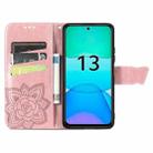 For Xiaomi Redmi 13 4G Butterfly Love Flower Embossed Leather Phone Case(Rose Gold) - 3